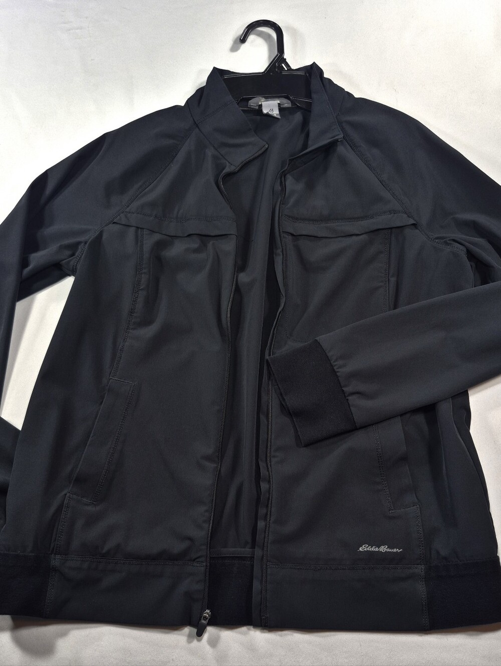 New Condition Womens Eddie Bauer Black Lightweight Full-Zip Travel Jacket